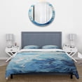 thumbnail image 3 of Designart "Modern Coastal Waves in Blue and White II" Coastal Minimalism Bedding Covert Set - Landscapes Blue Coastal Bed Set With 2 Shams, 3 of 5