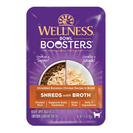 Wellness Bowl Boosters Wet Cat Topper, Shredded Chicken in Broth, 1.75 Ounce (Pack of 12)