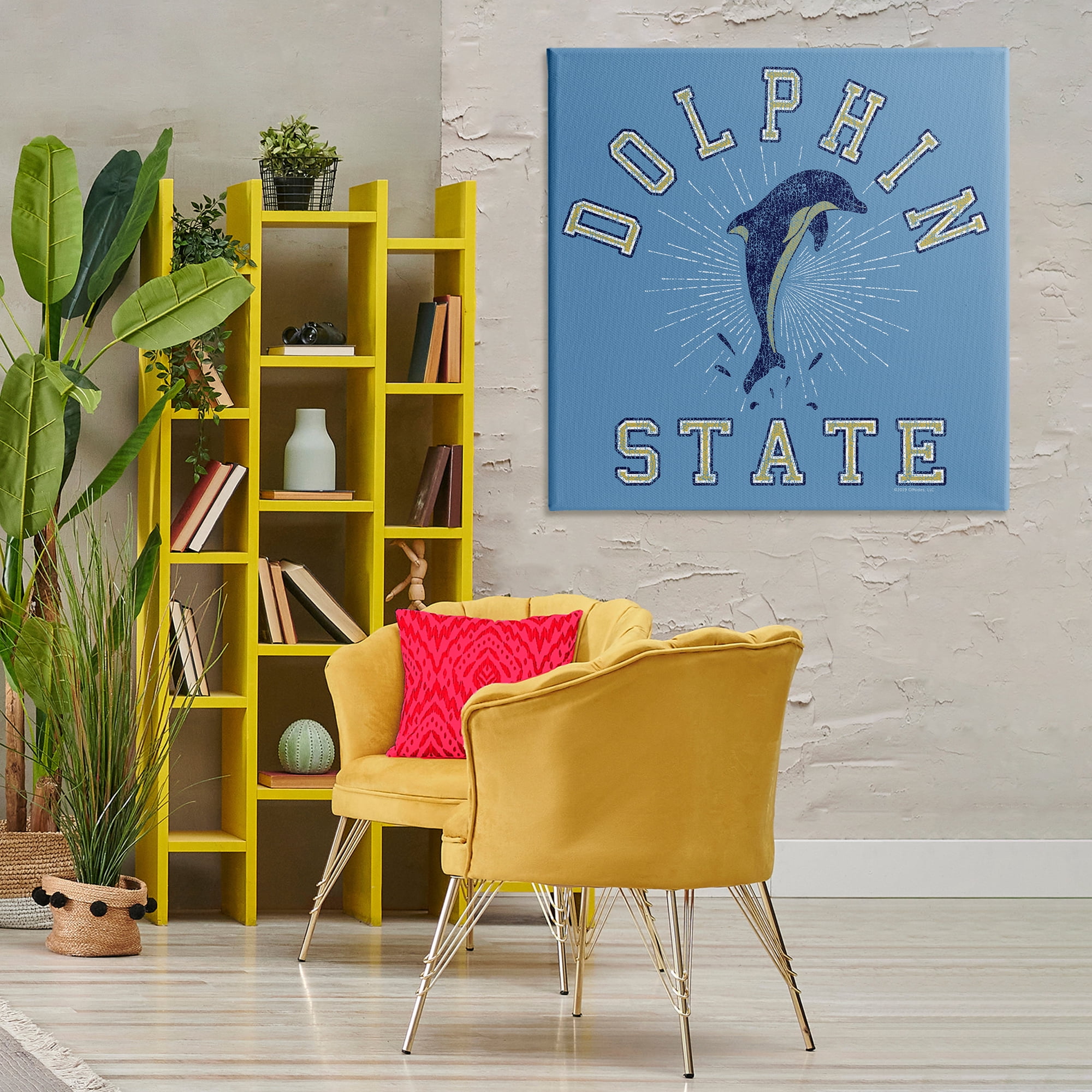 Stupell Industries Vintage Dolphin State Novelty & Humor Painting Wrapped Canvas Art Print Wall Art, 36 x 36
