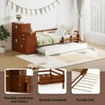 thumbnail image 3 of [Luckynote]Twin Size Wood Platform Bed with Sample Bookshelf and Movable Wardrobe, Multifunctional Bed with Built-in Trundle Bed, Walnut, 3 of 16