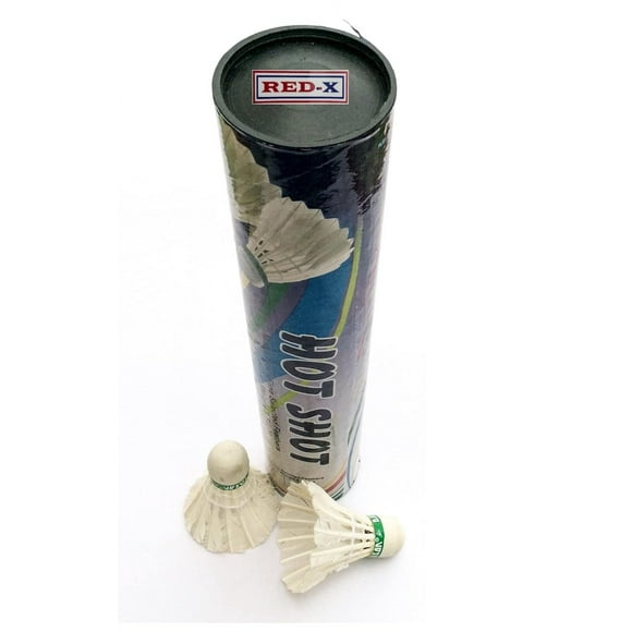 Hot Shot Red - X Premium Light Weight Nylon Badminton Shuttlecock | White , Pack Of 10 , Speed - Faster
