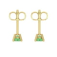 thumbnail image 4 of 14K Solid Gold Push Back Stud Earrings for Women | 0.2 cttw Round Cut Simulated Green Diamond | Yellow Gold, 4 of 5