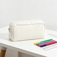 thumbnail image 6 of Solid Color Makeup Bag Travel Toiletry Bag for Women, Soft Lightweight Stationery Bag with Pockets L, Beige, 6 of 8