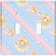 thumbnail image 2 of Metal Light Switch Wall Plate Outlet Cover (Pop Star Blue Anime Stripe Pink Ribbon String Pattern - Double Toggle), 2 of 2