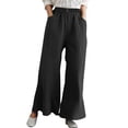 thumbnail image 3 of "Women's Casual Elastic Waist Solid Color Linen Long Pants" Dress Pants for Women Casual Summer Womens Casual Dress Pants with Pockets Women Casual Pants 3d Animal Pattern Pants Womens Casual Leggings, 3 of 3