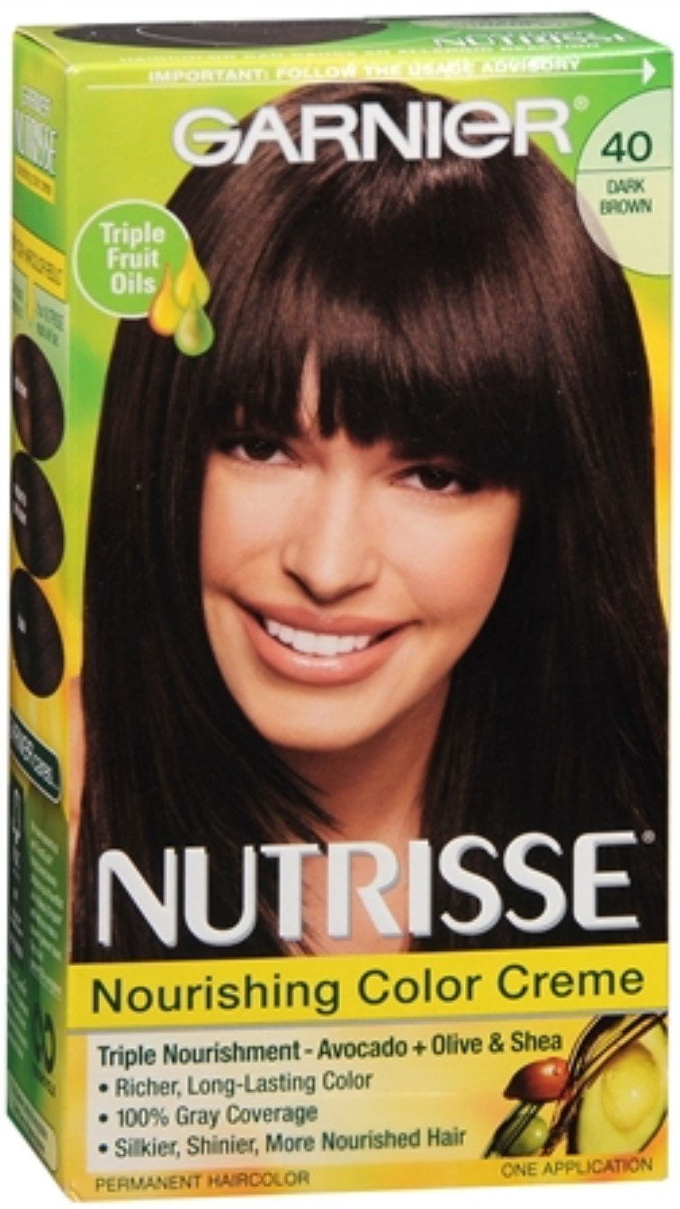 Garnier Nutrisse Nourishing Hair Color Creme, Dark Brown [40] 1 Each -  (Pack of 4) 