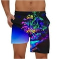 thumbnail image 2 of Ceisia Men's Palm Tree Print Elastic Waist Drawstring Double Layer Beach Swim Trunks Summer Shorts Gifts for Father Multicolor S, 2 of 9