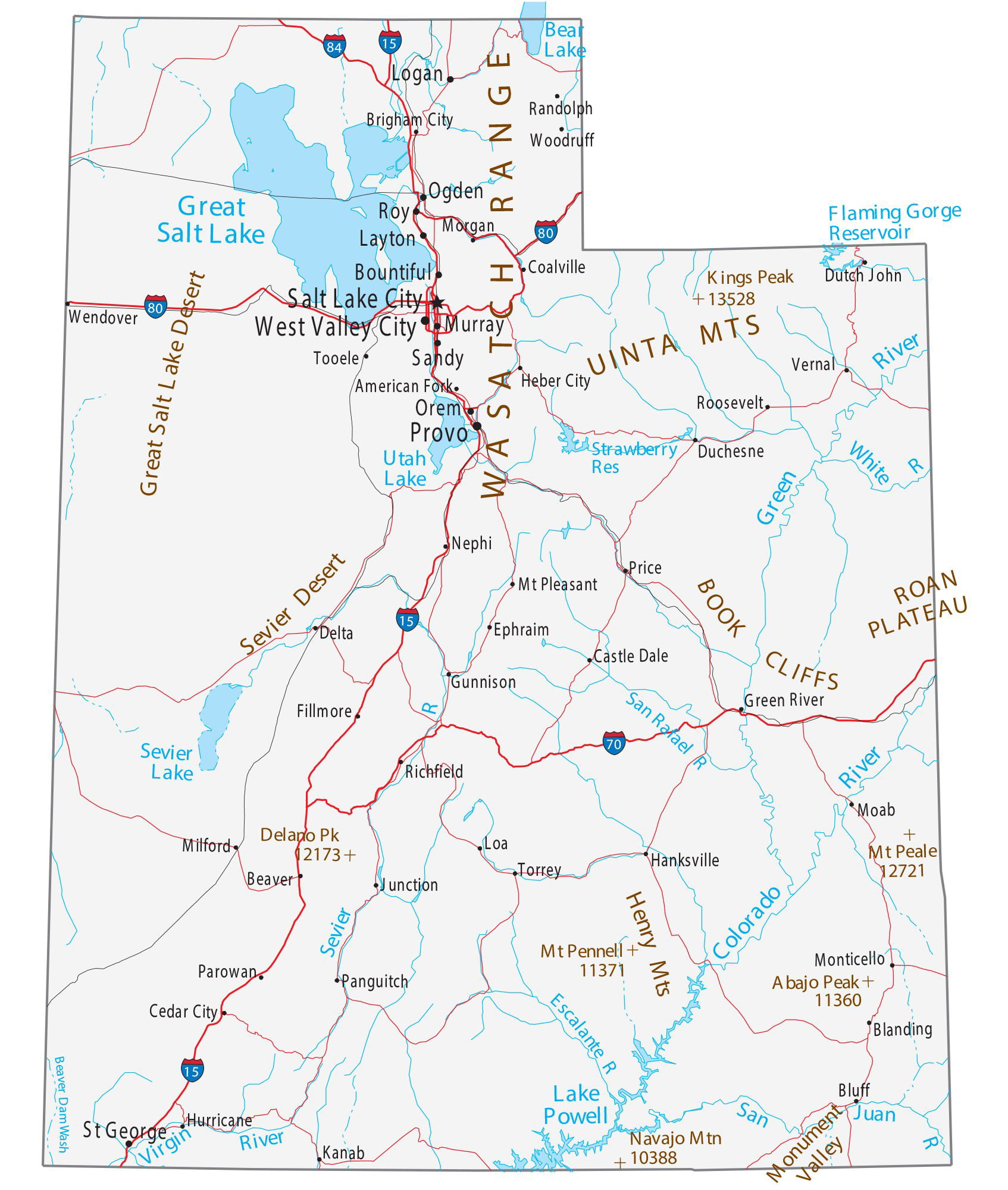 Utah Printable Map