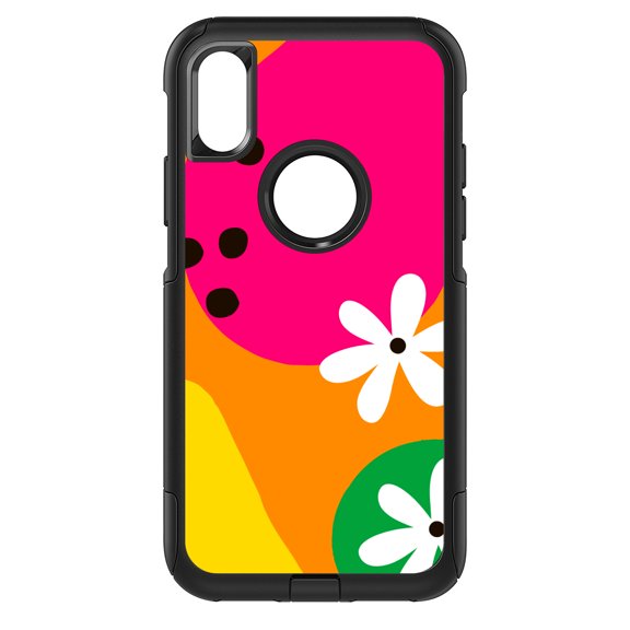 DistinctInk Custom SKIN / DECAL compatible with OtterBox Commuter for iPhone XS MAX (6.5" Screen) - Summer Vibes Bold Flower Orange Pink Yellow