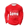 thumbnail image 3 of UVEASISHA Long Sleeve Waffle Shirt Men Big and Tall Casual Valentines Day Graphic Tees Cute Love Letter Print T-Shirts Stretch Workout Pullover Tee Tops Red S, 3 of 9