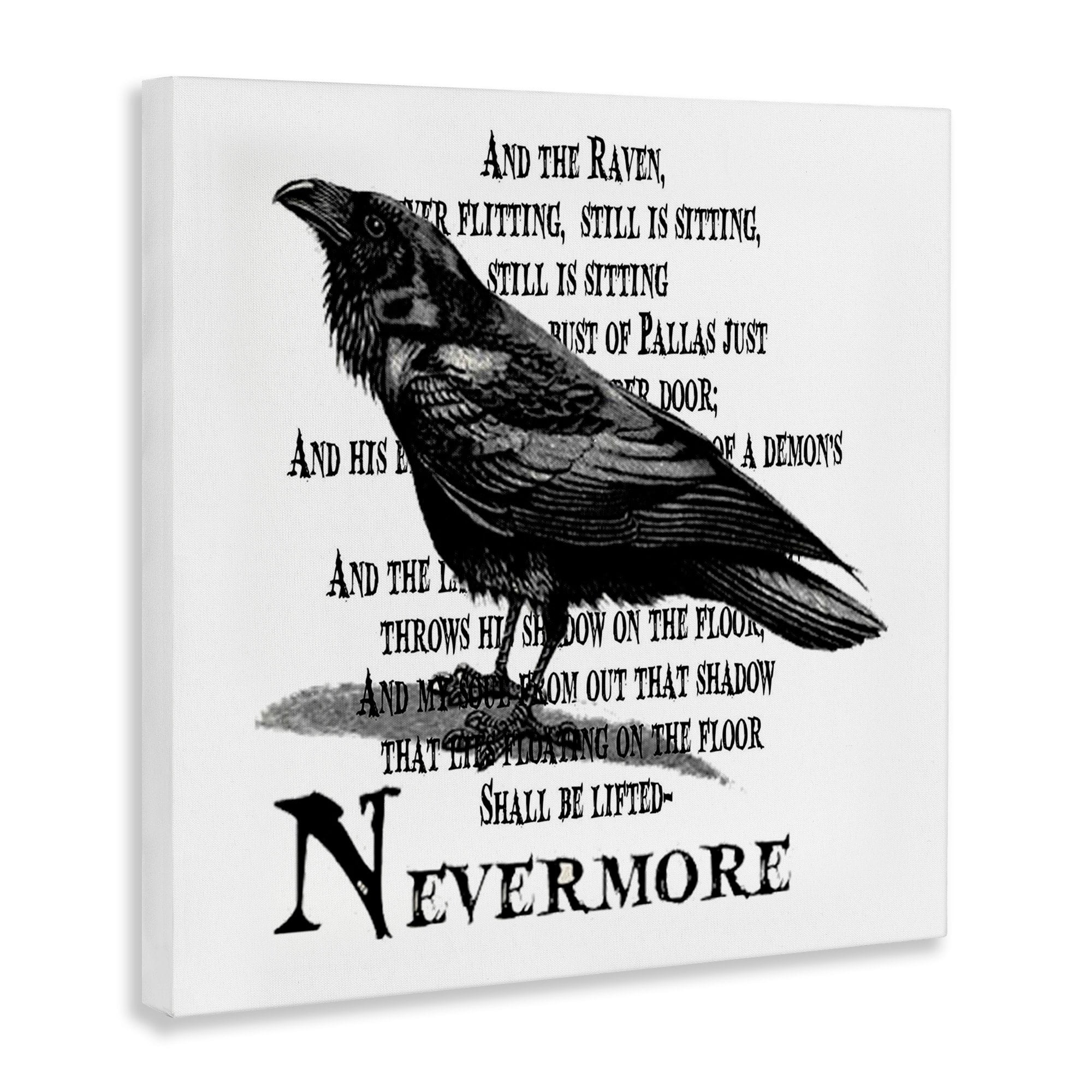 Black Crow Raven Creepy Halloween Text Quote Animals & Insects Graphic Art Gallery-Wrapped Canvas Print Wall Art