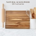 thumbnail image 5 of EuKer Large Acacia Cutting Board, 24" x 18" Solid Wood Butcher Block with Side Handles for Kitchen, 5 of 9