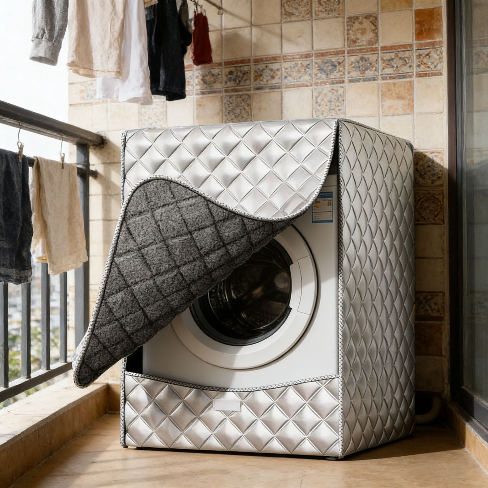 Protective Cover for Front-Load Laundry Appliances Outdoor Bathroom Balcony and Full Privacy Shield for Washer and Dryer