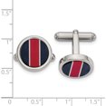 thumbnail image 2 of Stainless Steel Polished Blkcarbon & Red/White Fiberglass Inlay Cufflinks (14.85 X 14.85) Made In China src406, 2 of 5