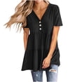 thumbnail image 1 of Camiseta casual para mujer Blusa con cuello en V sólido Blusa de manga corta Tops Fridja  zx3467, 1 of 7