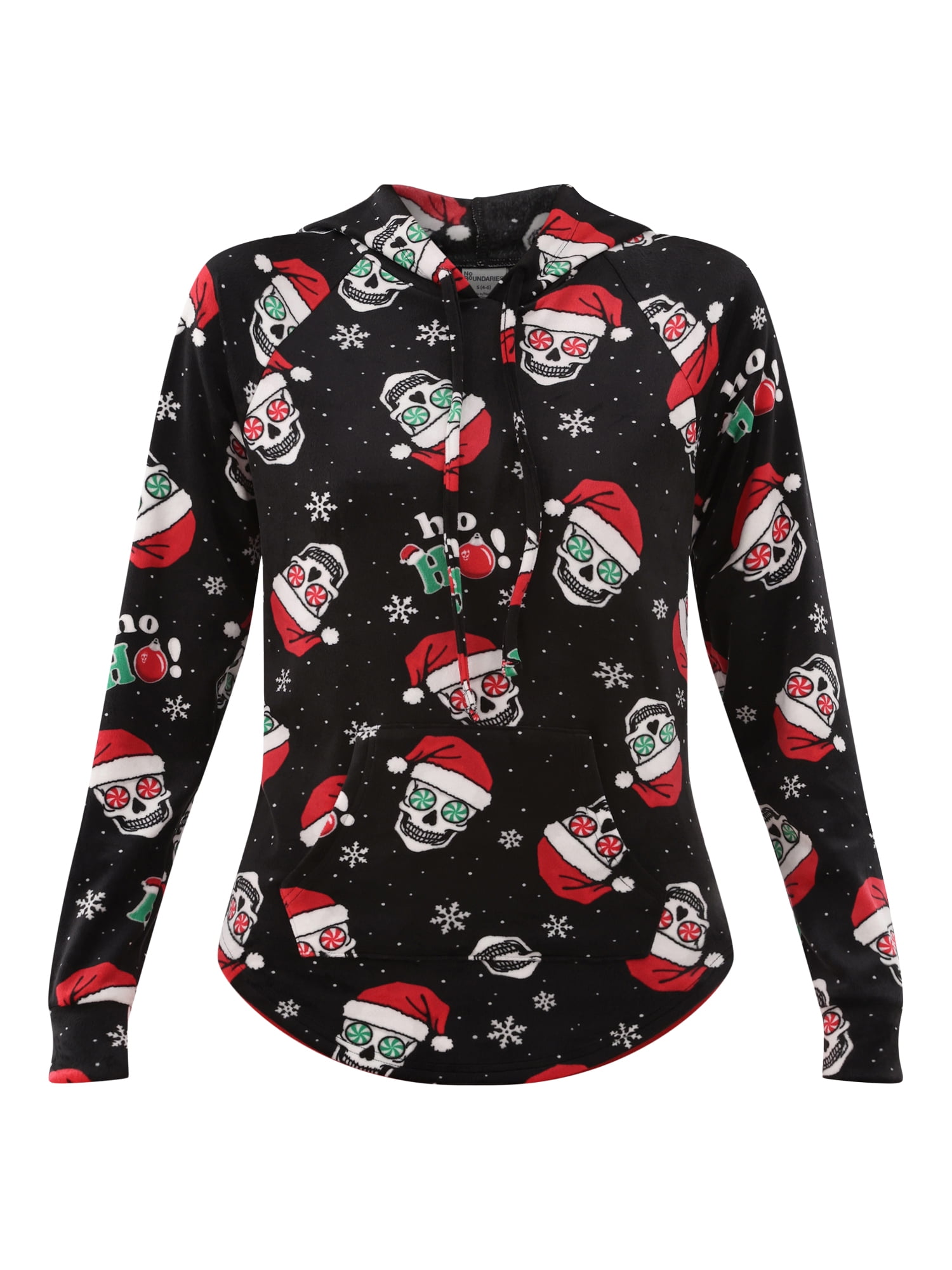 No Boundaries Plush Christmas Pullover Hoodie, Women's