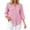 Pink, variant on Striped Button Down Shirt For Women, V Neck 3/4 Sleeve Summer Blouse, Loose Fit Casual Boyfriend Shirt, Trendy Womens Summer Tops Pink XL