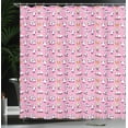 thumbnail image 4 of Ambesonne Panda Shower Curtain, Fluffy Animals Playing Around, 69"Wx84"L, Pink Multicolor, 4 of 5
