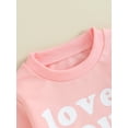 thumbnail image 5 of Bagilaanoe 2Pcs Baby Girl Valentine's Day Clothing Sets Toddler Letter Print Long Sleeve Sweatshirts Tops + Flare Trousers 6M 9M 12M 2T 3T 4T Kids Pants Set, 5 of 9