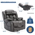 thumbnail image 5 of SOCIALCOMFY Manual Swivel Glider Rocker Recliner Chair with Heated Massage, 360° Swivel Overstuffed Lounge Chair with 2 Cup Holders, Side Pockets & USB Ports for Living Room, Gray, 5 of 7