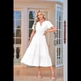 thumbnail image 2 of Vestido Plisado de Larga con Cuello en V y Mangas Abullonadas, , Talla XL, 2 of 4