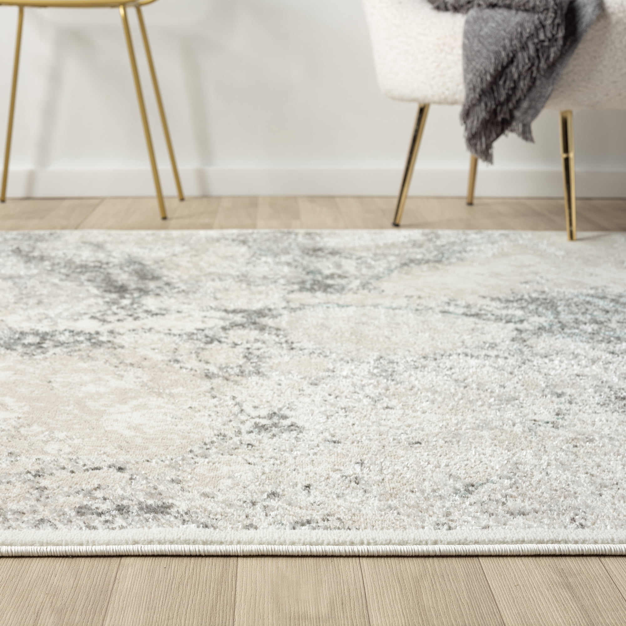 Ox Bay Bethany 2' x 7' Beige/Blue Diamond Durable Indoor Area Rug