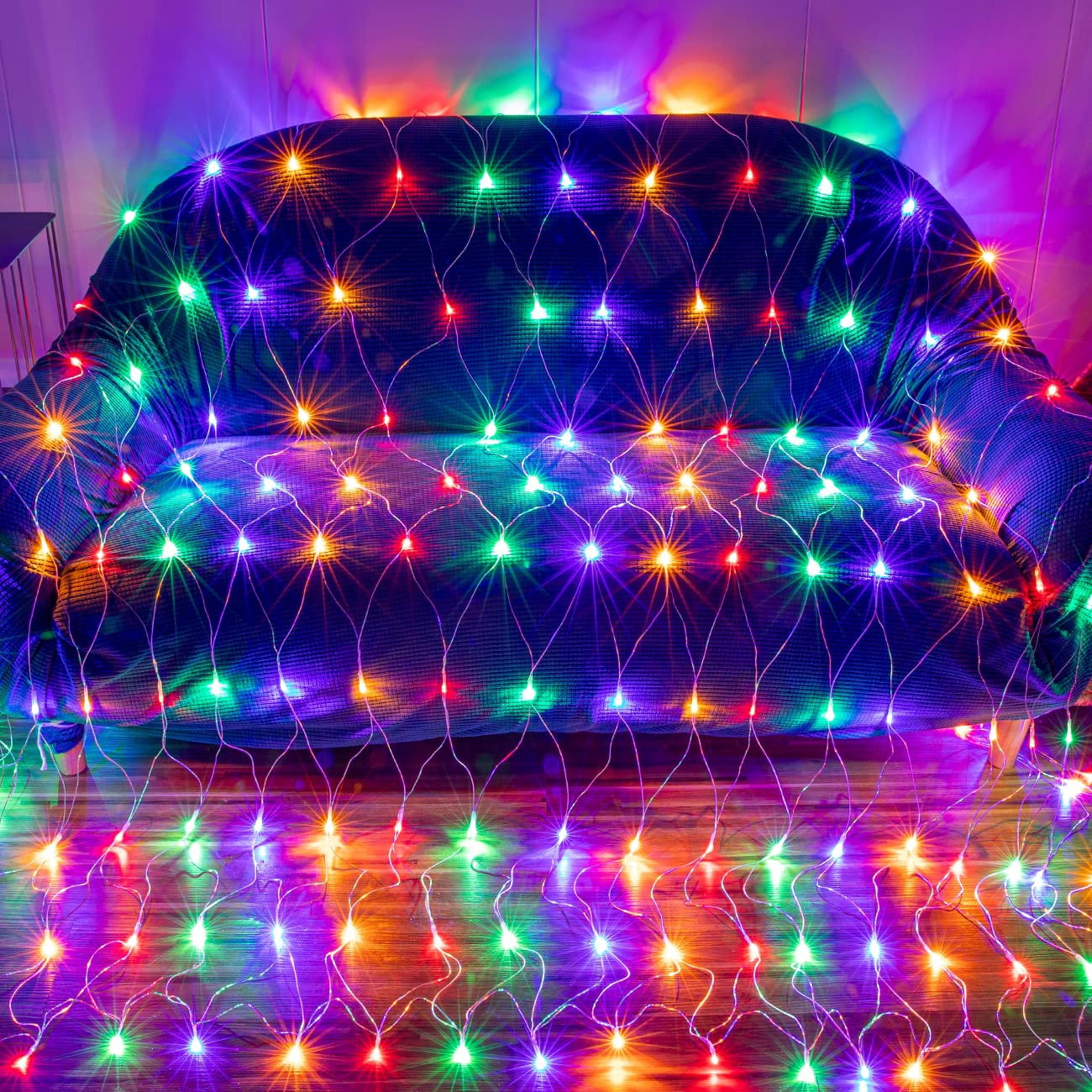 Bibana 13.1ft x 6.6ft 360 LED Christmas Net Lights, Mesh String Lights with 8 Modes for Indoor Outdoor Holiday & Party Decor (Multicolor)
