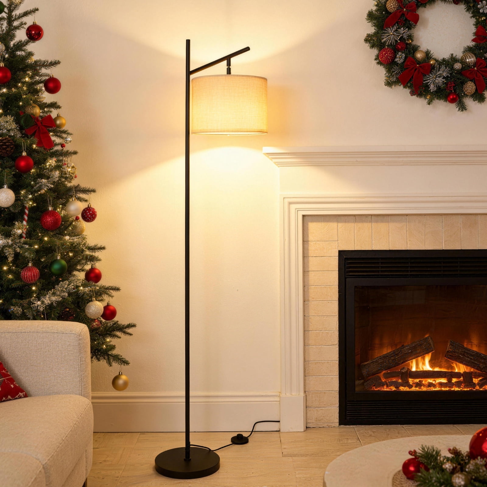 Floor Lamps for Living Room, Standing Lamp with 3 Color Temperatures, Arc Tall Lamp for Bedroom Office, Black