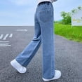 thumbnail image 5 of uublik Girls' Jeans Straight Leg Stretch Demin Pants Cute Casual Trousers with Pockets Blue Size 8-16, 5 of 5