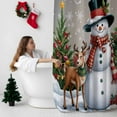 thumbnail image 5 of Grey Christmas Bathroom Shower Curtain Xmas Snowman Tree Elk Snowflake Waterproof Washable Shower Curtains for Bathtub Bath Decor with Grommets and Hook 72 X 72 Inch, 5 of 8