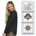 thumbnail image 7 of LAT Women’s Heavyweight Long Sleeve T-Shirt 100% Ring-Spun Cotton Crewneck Relaxed Casual Tee (Denim+White 2 Pack, L), 7 of 7