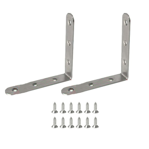 sweethay 2 uds soporte en forma de L soportes de esquina junta de acero inoxidable soporte de estante de ángulo con 8 Uds atornillado 4x16mm Herramientas y ferretería No.04 NO1 sweethay WJ3900-04B