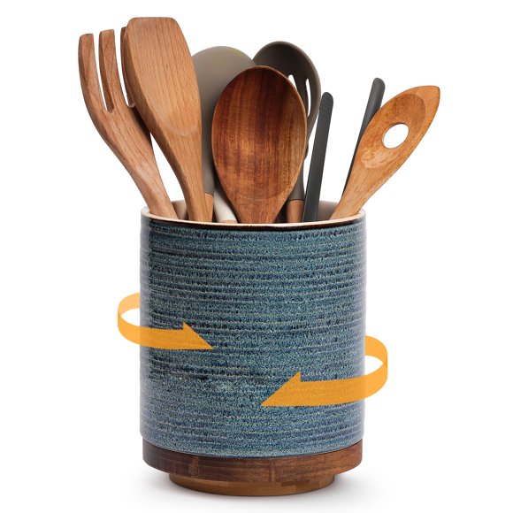 Soporte para utensilios de cocina DOWAN, giratorio 360°, extra grande, azul