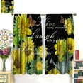 thumbnail image 3 of Sunflower Blackout Curtains Farmhouse Rustic Sunflower Butterfly Green Yellow Black Girls Women Bedroom Living Room Rod Pocket Decoration Window Drapes 2 Panels W42xL84in, 3 of 6