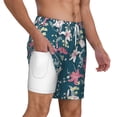 thumbnail image 3 of Picia Lilies Flowers pattern Mens Swim Trunks with Compression Liner Stretch Beach Shorts Quick Dry with Zipper Pockets No-Chafing Board Shorts-Small, 3 of 9