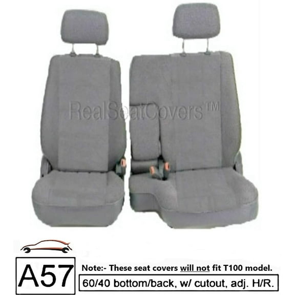 Seat Cover for Toyota Pickup Front 60/40 Split Bench A57 Adjustable Headrest Armrest Access for Exact Fit Gray