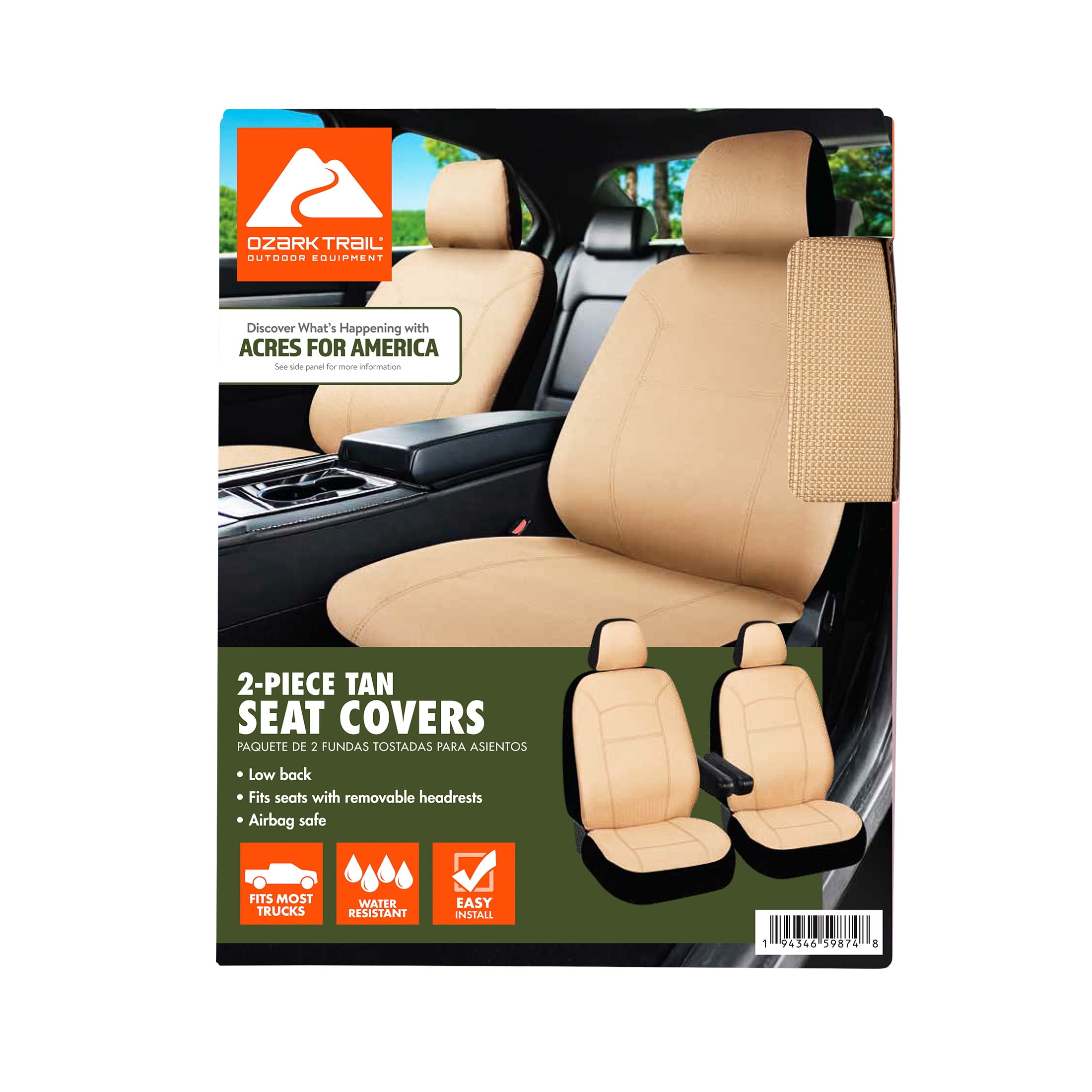 Ozark Trail Truck Heavy Duty Seat Covers 2 pack, Khaki