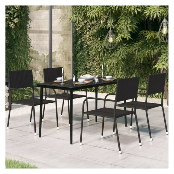 Patio Dining Table Black 55.1"x27.6"x29.1" Steel and Glass
