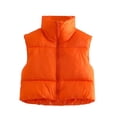 thumbnail image 1 of Txlixc Chaleco de mujer, chaqueta de algodón vintage de cuello corto, cremallera de cuello vertical Txlixc  moda, 1 of 3