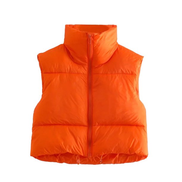 Txlixc Chaleco de mujer, chaqueta de algodón vintage de cuello corto, cremallera de cuello vertical Txlixc moda