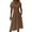 Brown, variant on Women Midi Dresses Swing V-Neck A Line Sundress Relaxed Fit Short Sleeve Boho Dress Solid Color Beach High Waist Tunic Dresses Purple 2XL