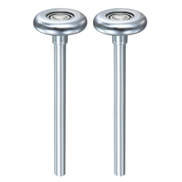 Uxcell 2 paquetes de rodillos de puerta de garaje de acero de 1.8" para riel de 2" con vástago de 7" y 10 bolas de rodamiento tono plateado