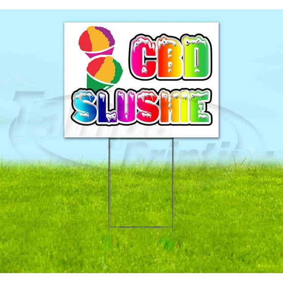 Rainbow Snow Caps Cbd Slushie (18" X 24") Yard Sign, Includes Metal Step Stake