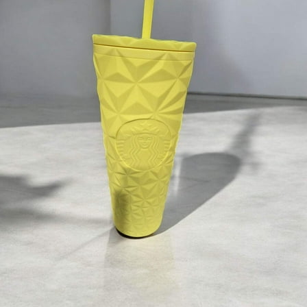 Starbucks 2025 Yellow 24oz Cold Beverage Tumbler with Straw NEW Limited Edition
