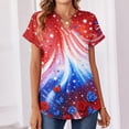thumbnail image 4 of Hogleaql Womens Graphic Tees 4th Of July T Shirt Patriotic Short Sleeve V Neck American Flag Tee Trendy Button Independence Day Loose Pullover Tops Multicolor 2XL, 4 of 5
