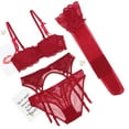 thumbnail image 6 of Varsbaby Women Push Up Bras Set Lace Lingerie Bra and Panties and Garter and Stocking 4 piece, 6 of 7
