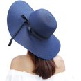 thumbnail image 2 of Womens Wide Brim Straw Sun Hat Floppy Foldable Roll Up Cap Upf 50+ Summer Beach Hats, 2 of 2