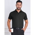 thumbnail image 5 of DARING DIVA Men's Button Down Point Collar Short Sleeve Business Dress Shirt M Black, 5 of 7
