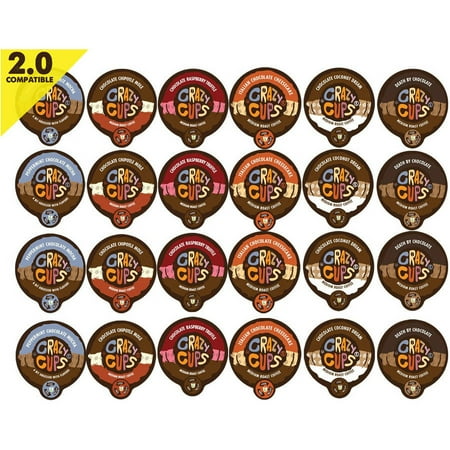 Banana Chocolate Coffee - Crazy Cups Chocolate Lovers' Flavored Coffee Variety Single Serve Cups, 24 count