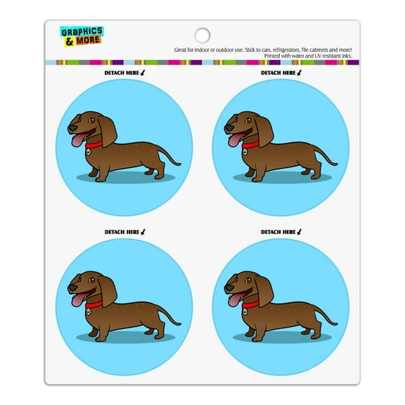 Dachshund Wiener Dog Cartoon Refrigerator Fridge Locker Vinyl Circle Magnet Set